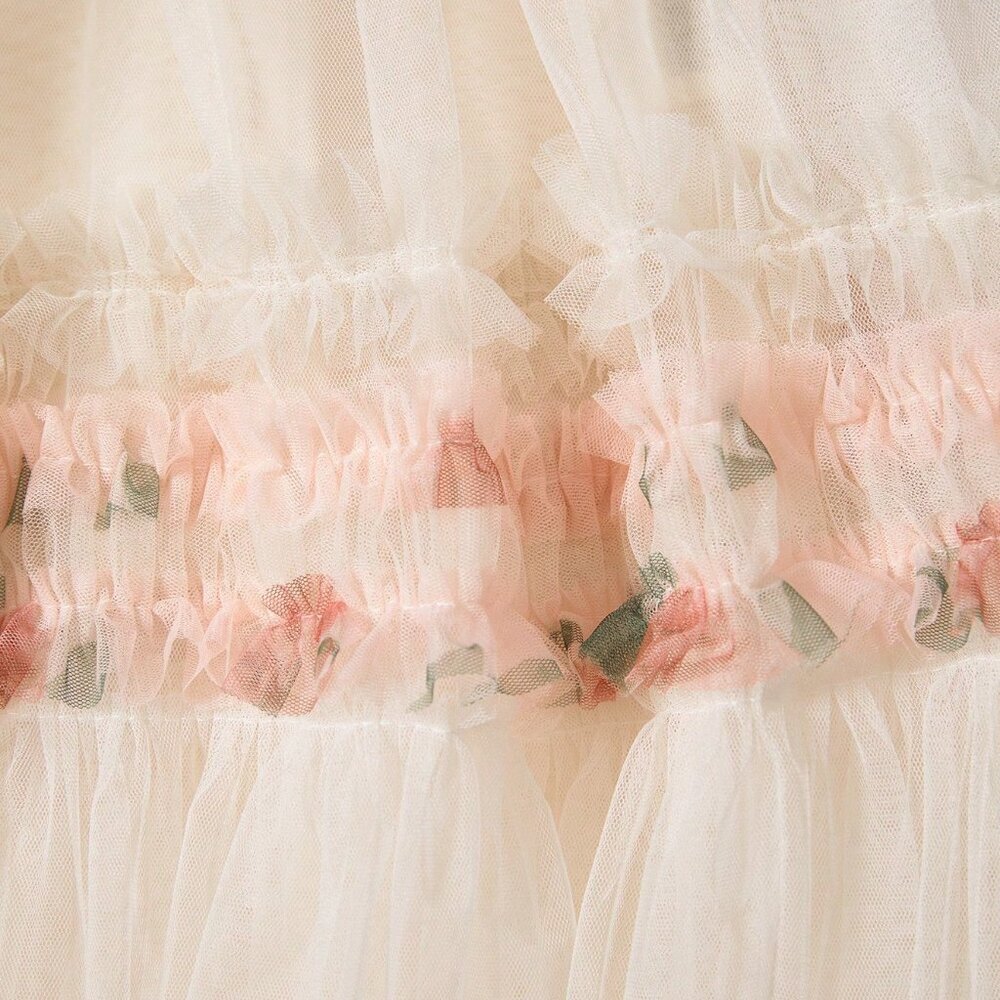 Pink Elegant Women's Tiered Long Skirt - Picture 4 of 4